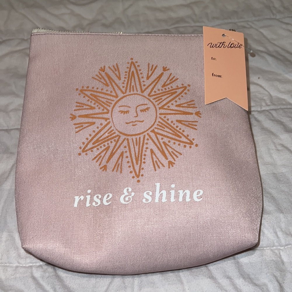 NWT Paper Riot Co “Rise & Shine” Blush Satin Canvas zipper Pouch